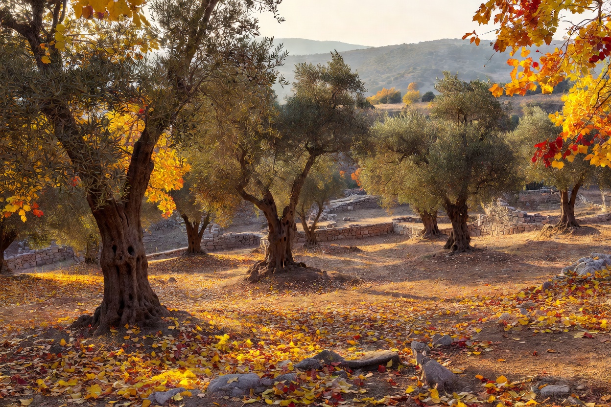 Vast landscape of cork oak trees under an open blue sky in Alentejo