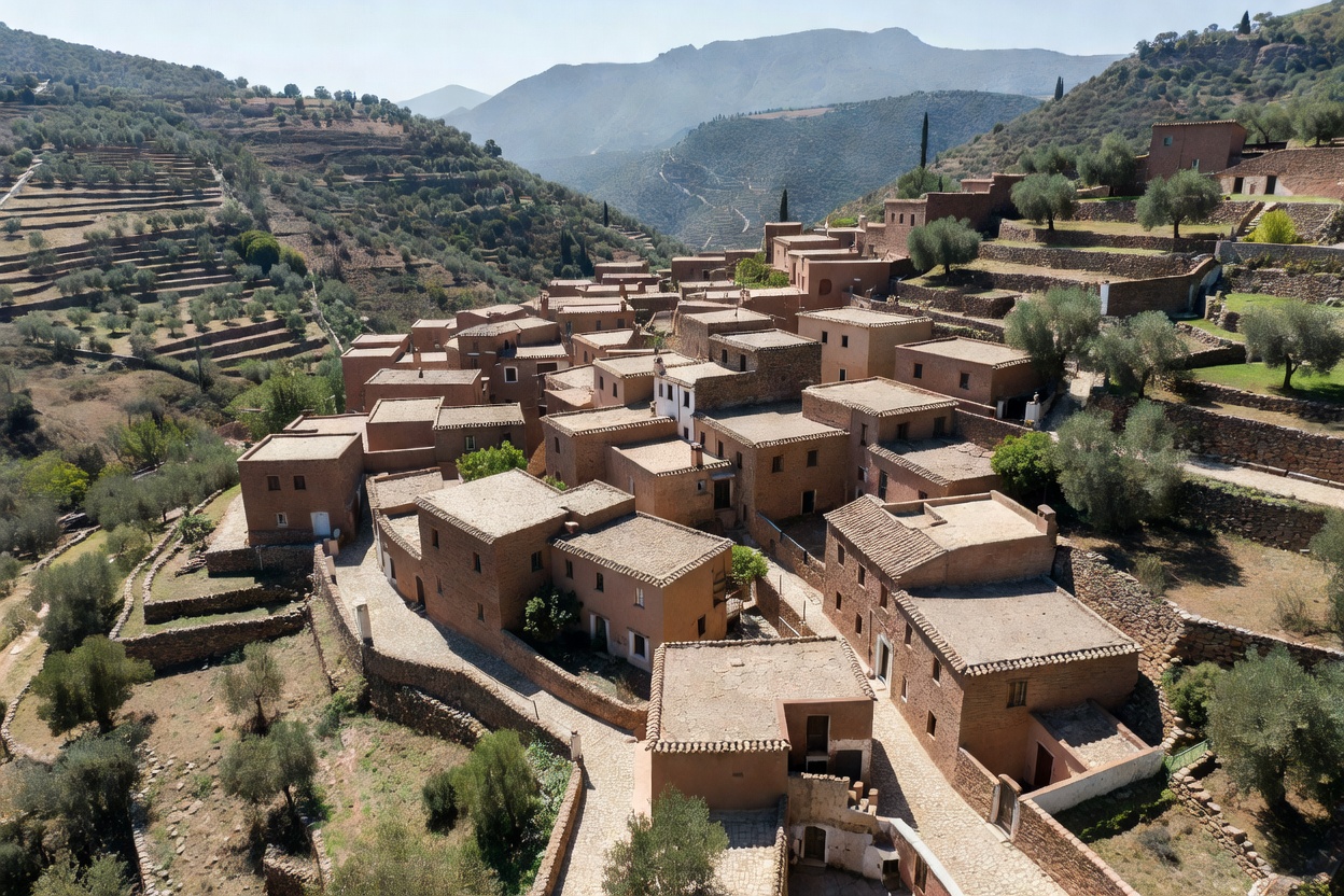 Moorish flat-roofed village in Las Alpujarras mountains